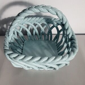 Grace Pantry‎ Hand Woven Ceramic Basket Blue Pastel Decorative Trinket Candy